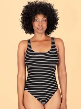 NWT Striped Black & White One-Piece Swimsuit